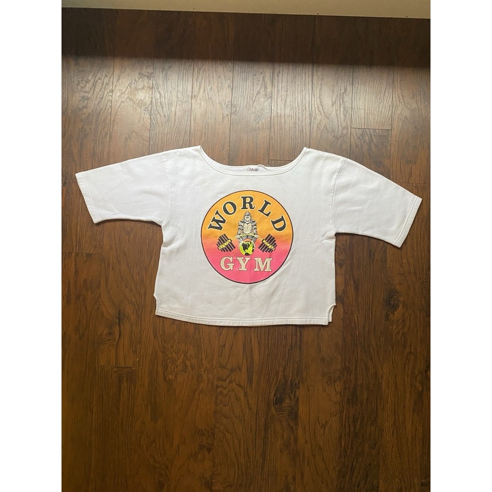 Vintage World Gym Gorilla‎ Graphic Short Sleeve Sweatshirt White XL Relaxed Fit